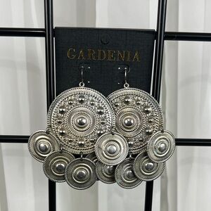 Gardenia Gold Tone Gypsy Statement Pierced Earrings.